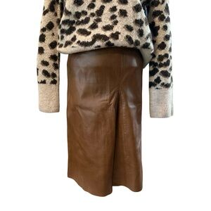 Jil Sander Brown Leather Pencil Skirt size 0